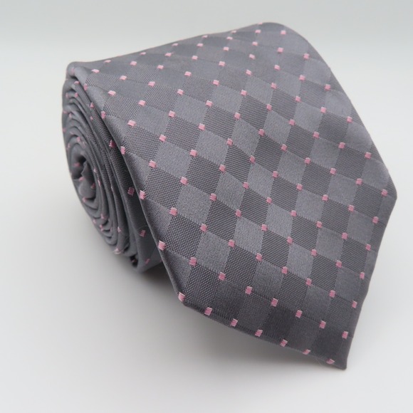 Michael Kors Other - Michael Kors Tie Silk Gray Pink Polka Dot 3" Wide 57" Long Thin